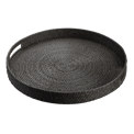 Large Round Rattan Tray Model, Black