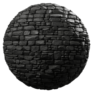 Old Stone Brick Wall Texture, Dark Black