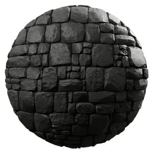 Old Stone Brick Wall Texture, Black