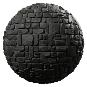Small Old Stone Brick Wall Texture, Black