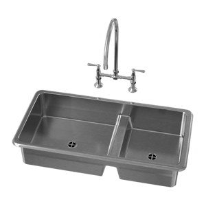Raised Stainless Steel Double Bowl Kitchen Sink Model