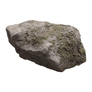 Cool Toned Low Mossy Smooth Large Rock Boulder Model