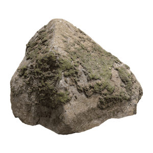Warm Toned Peaked Mossy Smooth Large Rock Boulder Model