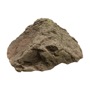 Warm Toned Mossy Jagged Large Rock Boulder Model