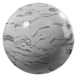 Honed Cipollino Marble Tile Stacked Texture, White & Grey