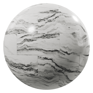 Honed Brick Bond Tiles Cipollino Marble Texture, White & Grey