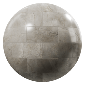 Honed Brick Bond Tiles Silvery Marble Texture, Grey