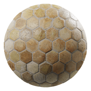 Tiles Terracotta Yellow Hexagon 001