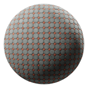 Octagonal Concrete Paving Texture, Grey & Red Dots