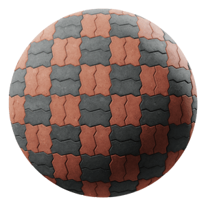 Zigzag Concrete Paving Texture, Basketweave Red & Black