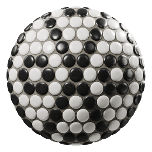 Penny Round Tile Texture, Black & White Rhombus
