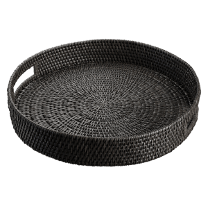 Round Rattan Tray Model, Black