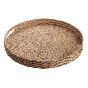 Large Round Rattan Tray Model, Natural