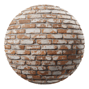 Bricks Whitewashed Offset Texture, Red and White