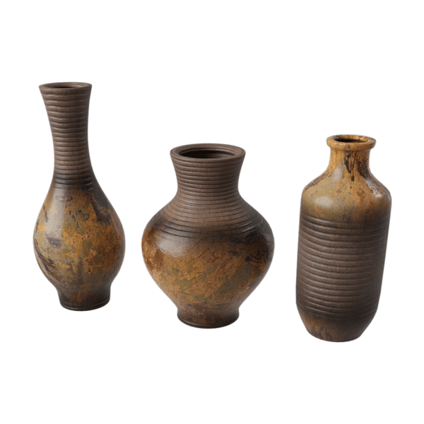 Three Vase Models, Rustic Brown
