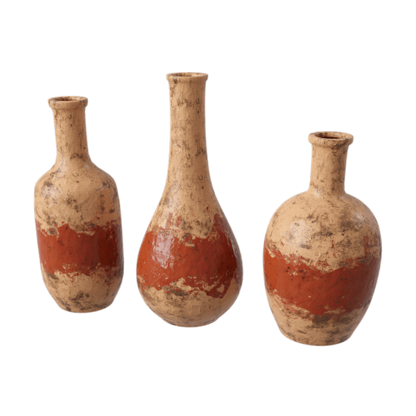 Three Vase Models, Rustic Red