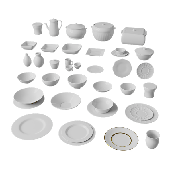 Ceramic Cookware & Dinner Set Models, White