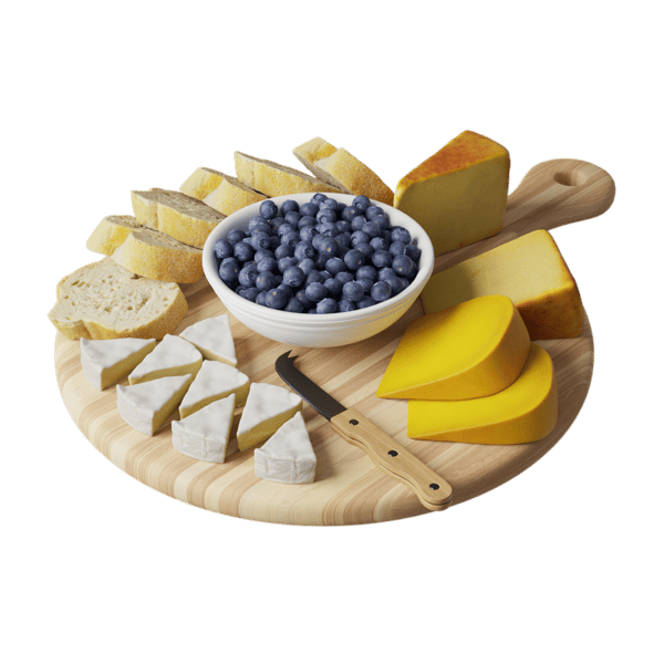 Three Cheeses & Blueberries Food Platter Models