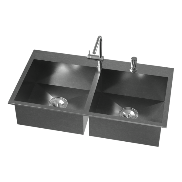 Stainless Steel Double Bowl Kitchen Sink Model, Dark Grey