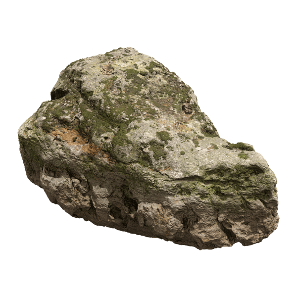 Mossy Rippled Large Rock Boulder Model