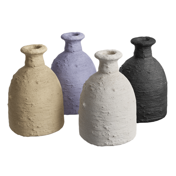 Rustic Ceramic Vase Model, White Flask Shaped