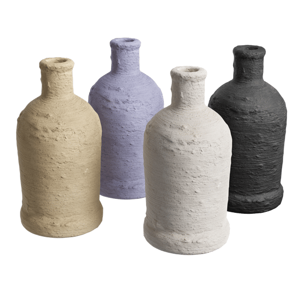 Rustic Ceramic Vase Model, White Bottle Shaped
