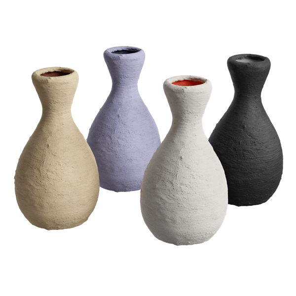 Rustic Ceramic Vase Model, White Flute Neck