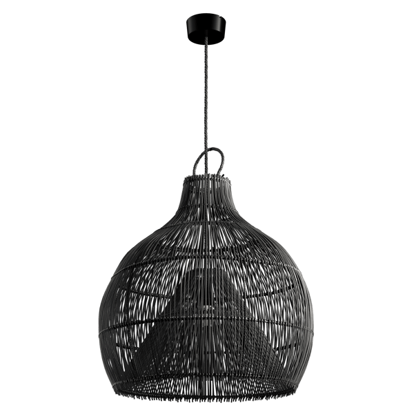 Wicker Bamboo Rattan Pendent Light Model, Dark