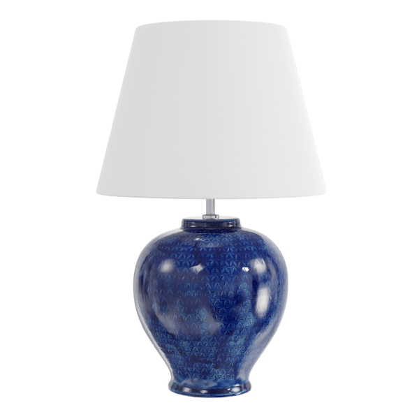 Kelantis Blue Egypt Lamp Model, White Shade Eno Ceramic