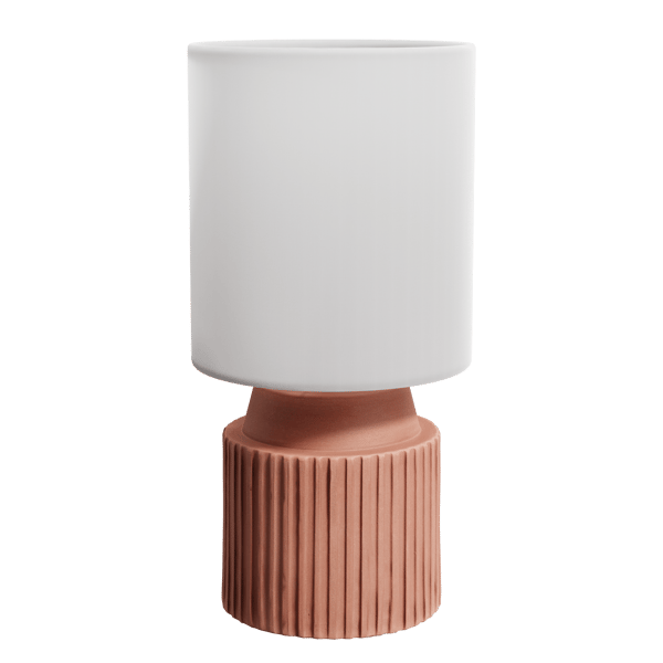 Chic Pink Lamp Model, White Shade Eno Ceramic