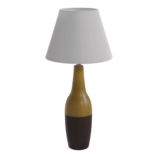 Arata Yellow Brownness Lamp Model, White Shade Eno Ceramic