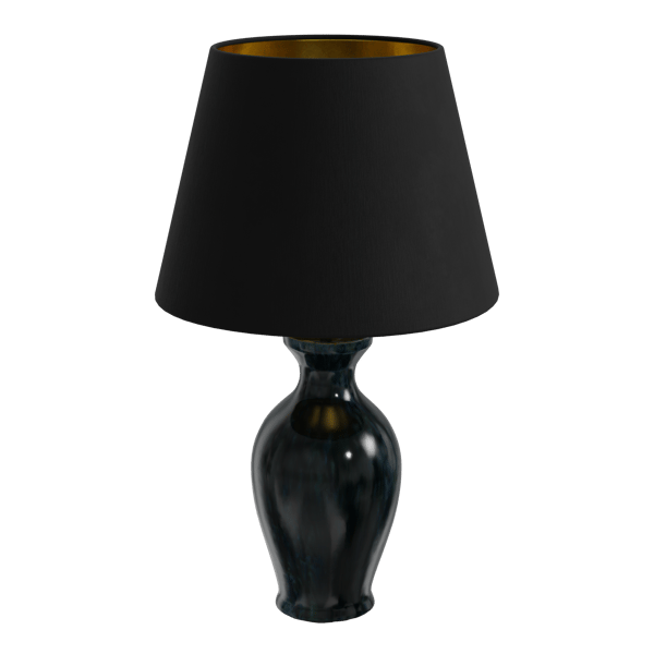 Danteur Peacock Lamp Model, Black Shade Eno Ceramic