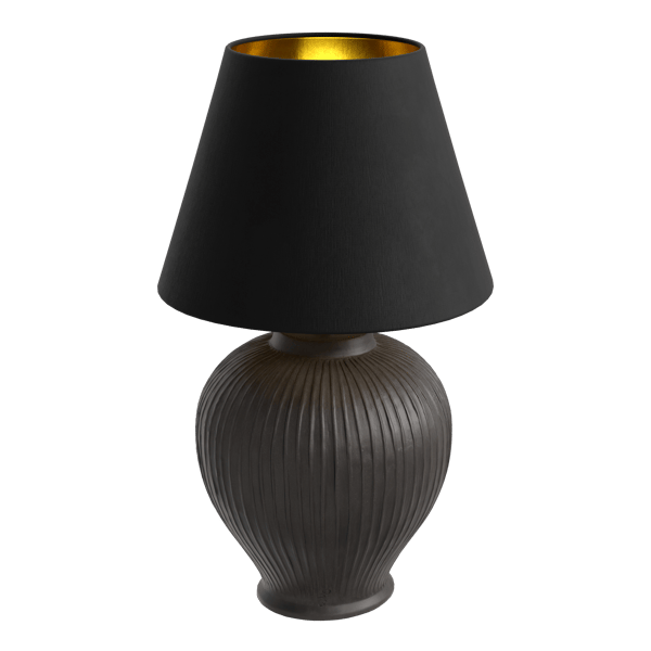 Kelantis Black Carved Lamp Model, Black Shade Eno Ceramic