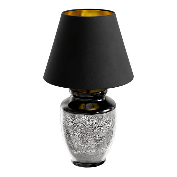 Skaro White Cobble Lamp Model, Black Shade Eno Ceramic