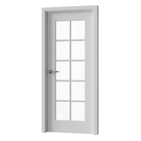 Interior French Door Model, Painted White with Glass