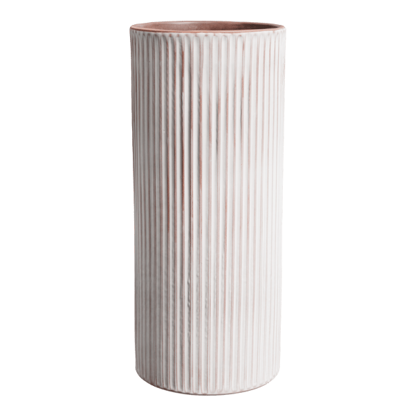 White Carved Tube Vase 001