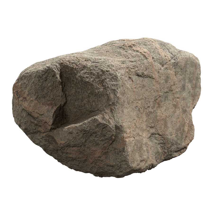 Pale Notched Round Rippled Large Rock Boulder Model - Poliigon