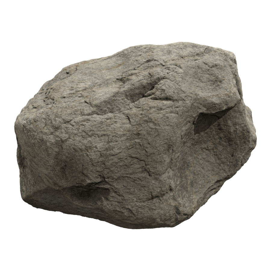 Cool Toned Divot Smooth Large Rock Boulder Model - Poliigon