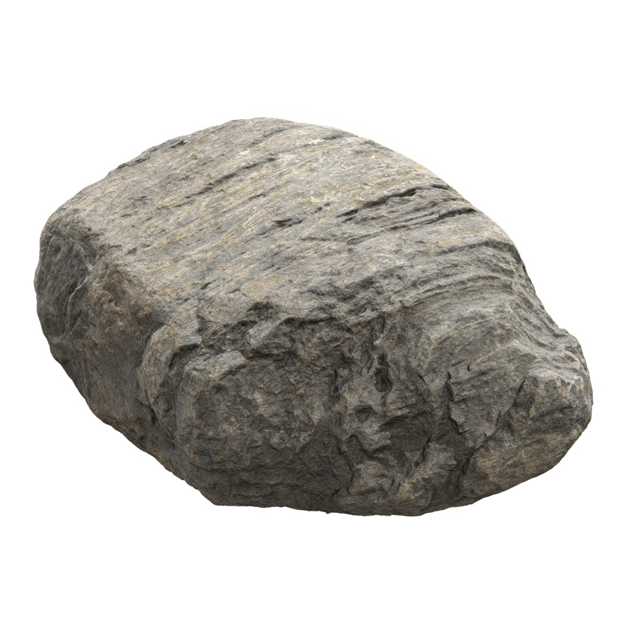 Cool Toned Striped Smooth Large Rock Boulder Model - Poliigon