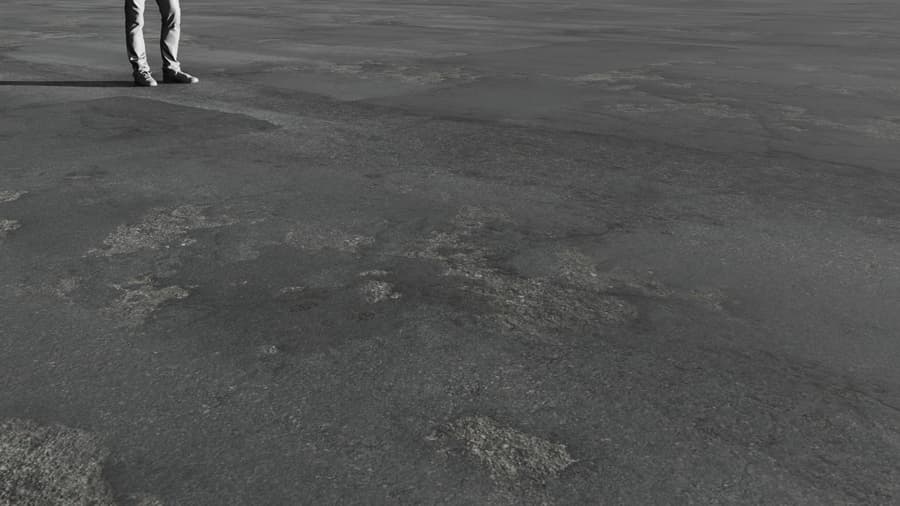 City Street Road Asphalt Single Lane Damaged 003