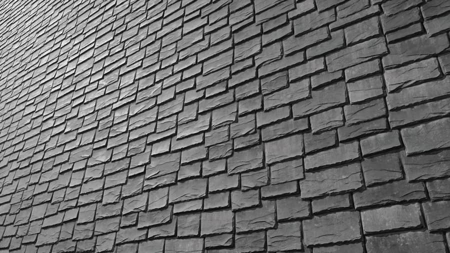Old Crooked Slate Roofing Texture, Grey