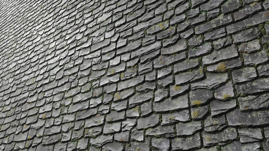Old Damaged Slate Roofing Texture, Grey