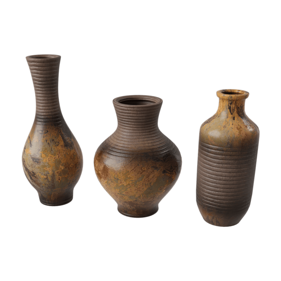 Three Vase Models, Rustic Brown