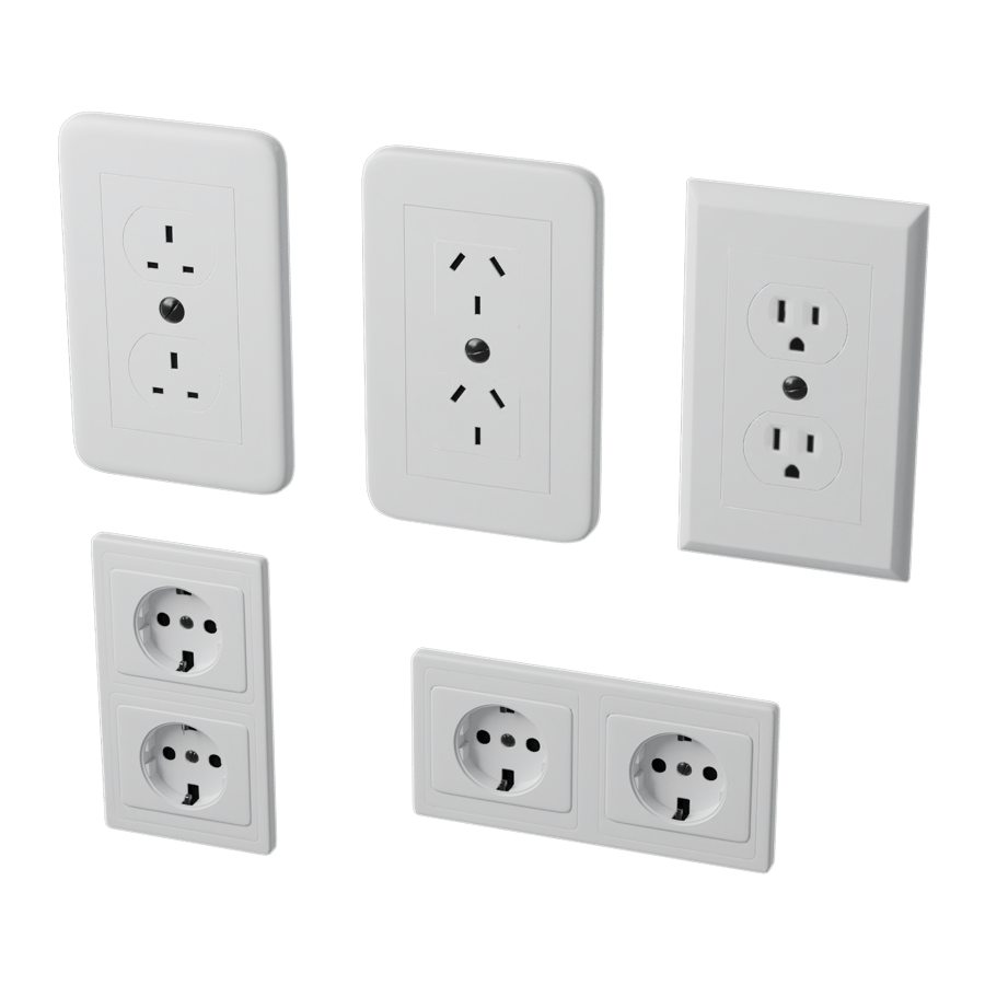 Five Electrical Power Outlet Models, White