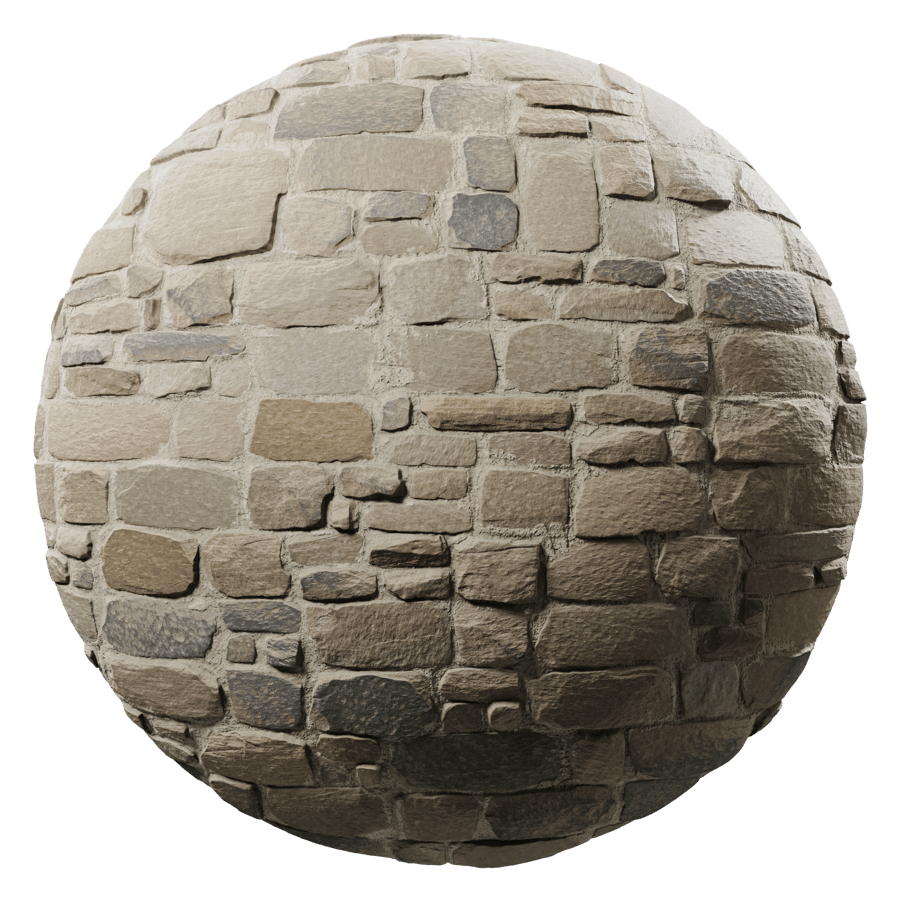 Mosaic Old Stone Brick Wall Texture, Beige & Grey