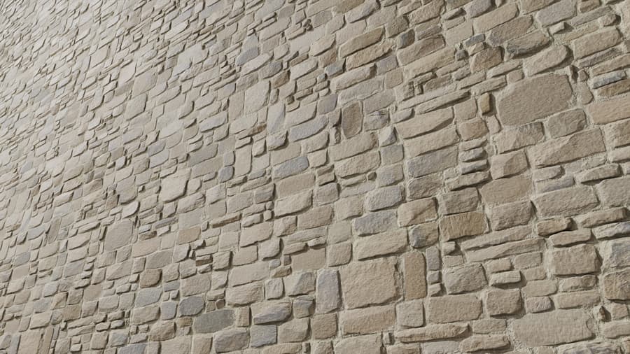 Mosaic Old Stone Brick Wall Texture, Beige & Grey
