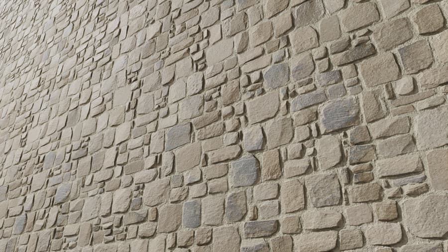 Square Old Stone Brick Wall Texture, Beige & Grey