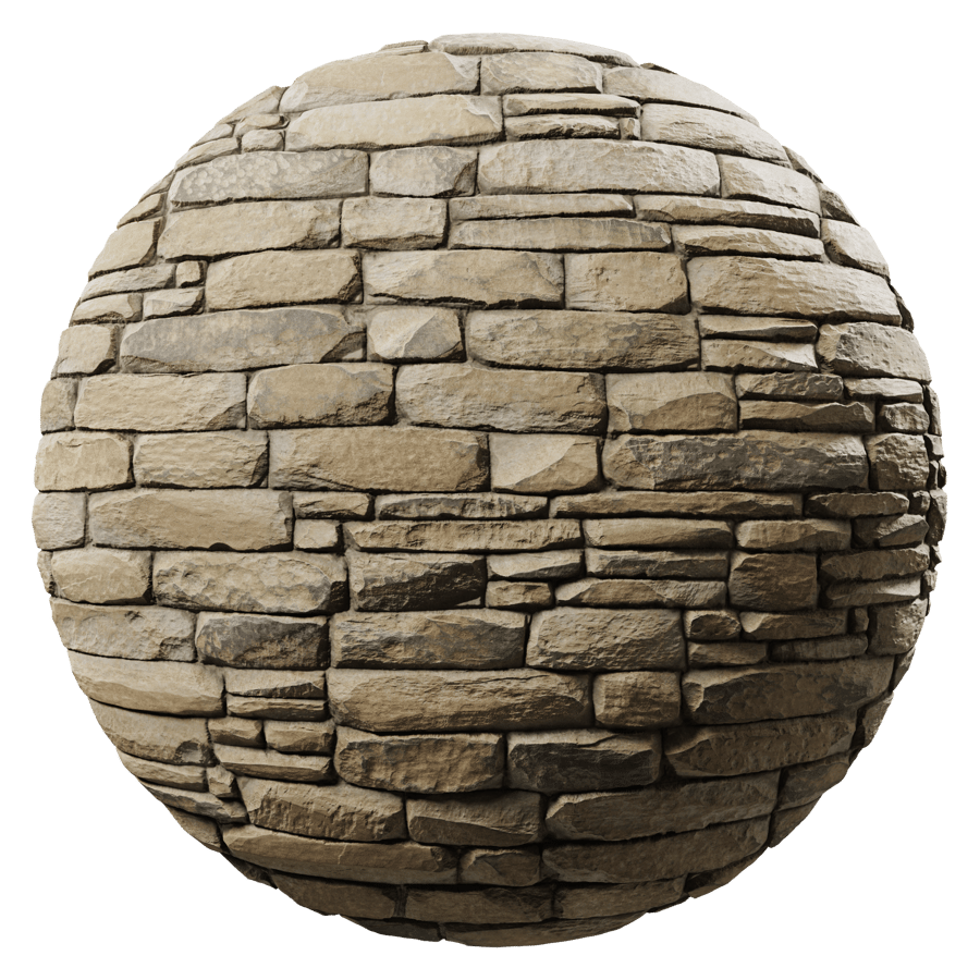 Thin Old Stone Brick Wall Texture, Beige