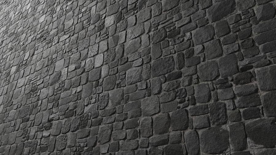 Square Old Stone Brick Wall Texture, Faded Black