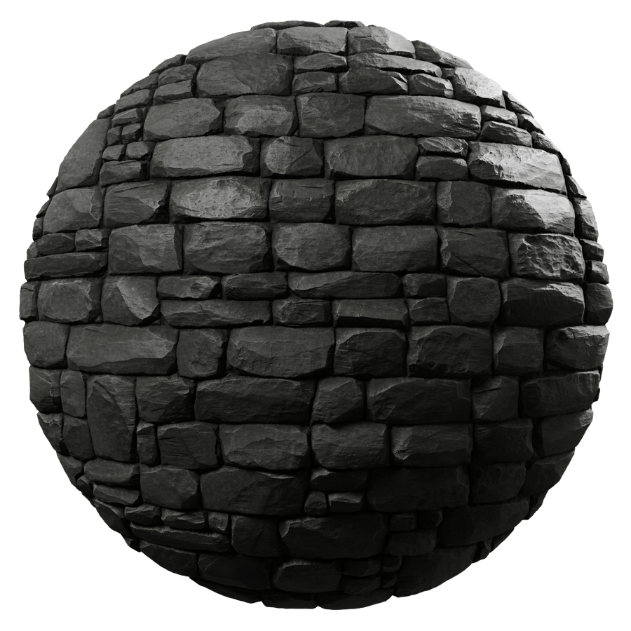 Square Old Stone Brick Wall Texture, Black